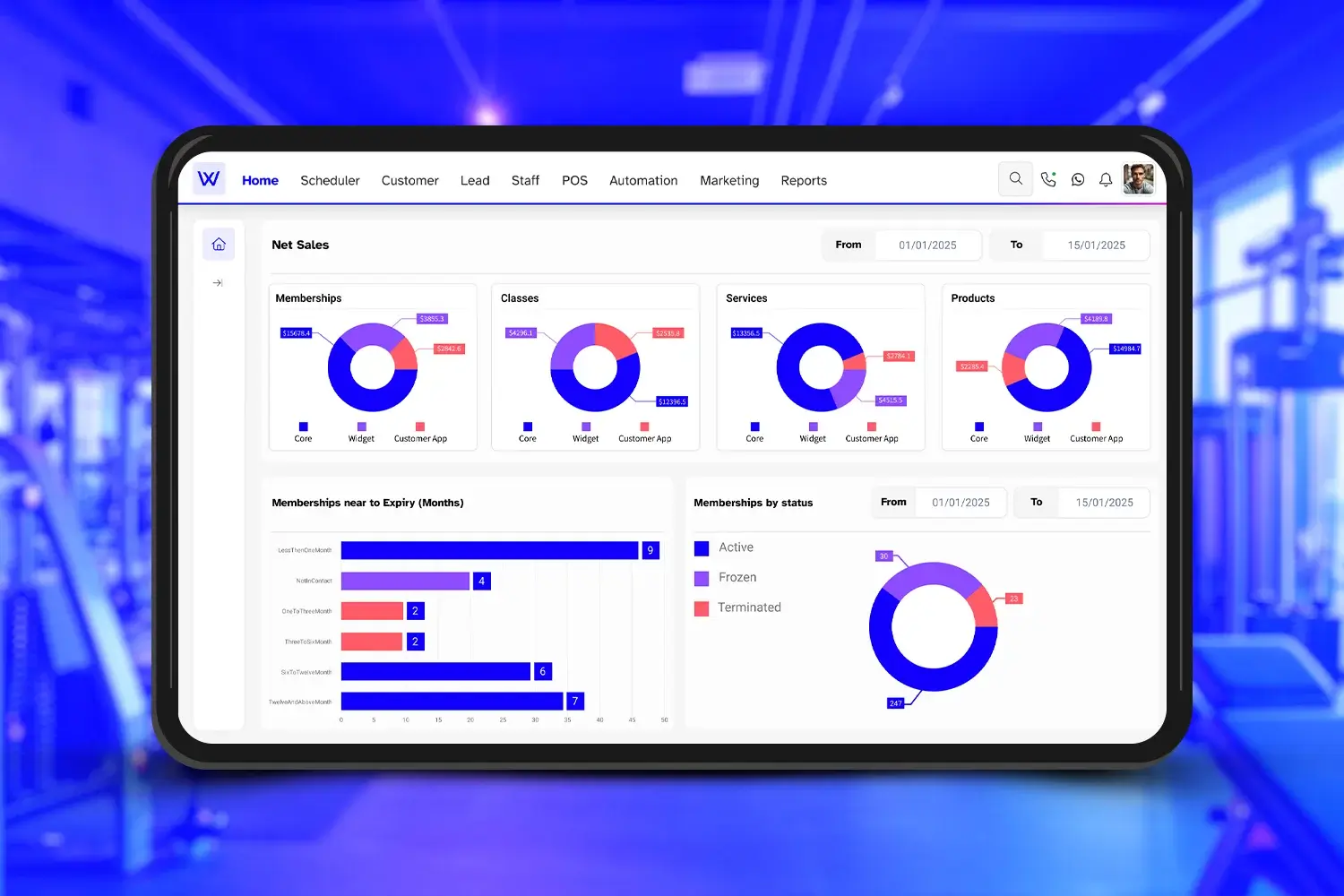 Wellyx reporting featute for gyms