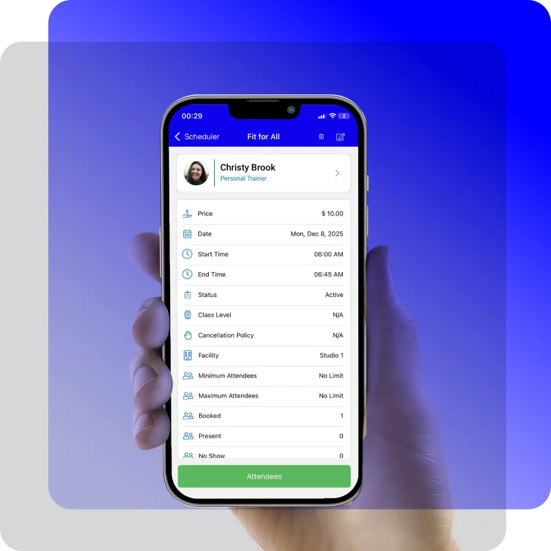 Manage classes and bookings via Wellyx staff app