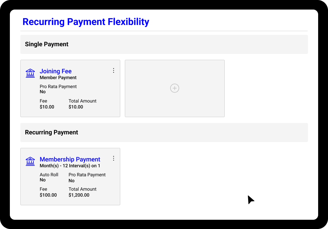 Recurring payment setup for membership management