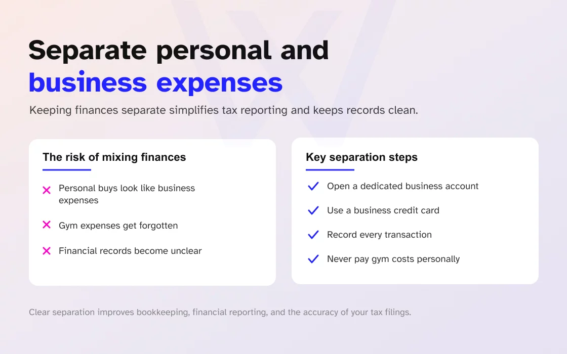 personal and business finances separate to simplify tax reporting