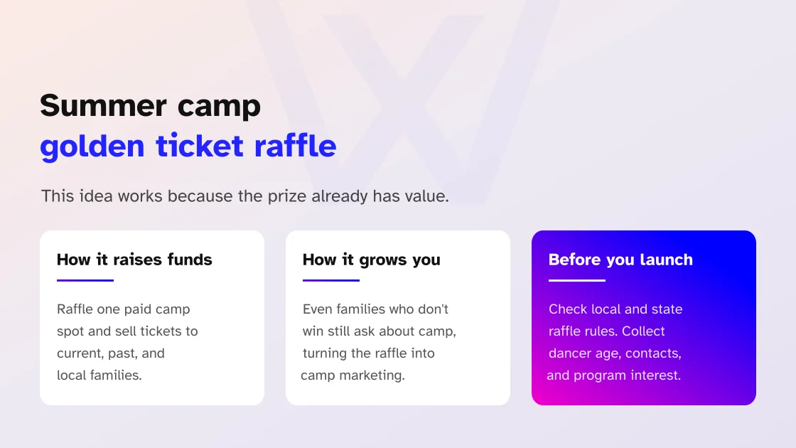 Summer camp golden ticket raffle