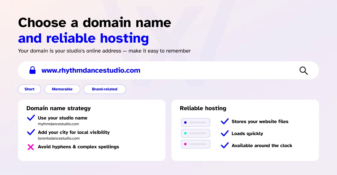 Choose a domain name and hosting