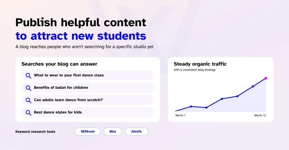 Publish helpful content to attract students